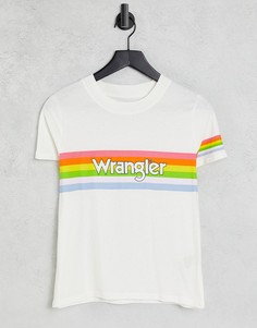 Белая футболка с принтом радуги и логотипом Wrangler-Белый