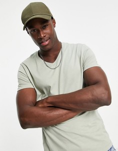Футболка цвета хаки с V-образным вырезом ASOS DESIGN-Зеленый цвет