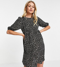 Свободное платье мини для беременных с короткими рукавами в ромашку ASOS DESIGN Maternity-Разноцветный