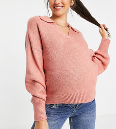 Пыльно-розовый джемпер с воротником в стиле oversized ASOS DESIGN Maternity-Розовый цвет