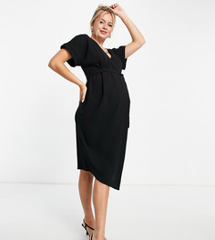 Черное платье миди с запахом ASOS DESIGN Maternity-Черный цвет
