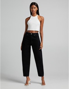 Oversized-джинсы черного цвета в винтажном стиле Bershka-Голубой