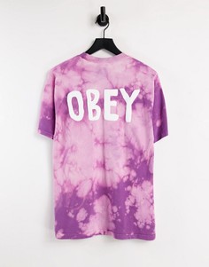Фиолетовая плотная футболка с принтом тай-дай Obey-Фиолетовый цвет