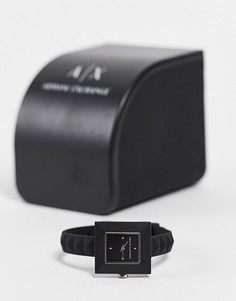 Черные женские часы с силиконовым ремешком и квадратным циферблатом Armani Exchange AX4400-Черный цвет