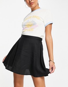 Черная расклешенная мини-юбка с принтом подсолнухов Monki Malina-Черный цвет