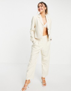Кремовые брюки с широкими штанинами от комплекта Selected Femme-Белый