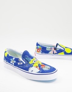 Голубые кеды-слипоны Vans X Spongebob-Голубой