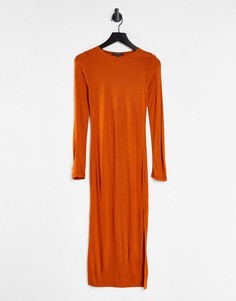 Трикотажное платье миди янтарного цвета French Connection-Оранжевый цвет