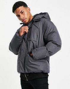 Водонепроницаемый пуховик темно-серого цвета ASOS DESIGN-Серый
