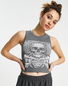 Укороченная майка с рисунком в стиле гранж New Girl Order-Черный цвет