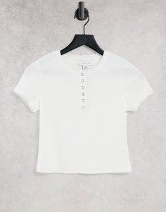 Белая узкая футболка в рубчик Lost Ink-Белый