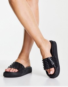 Черные шлепанцы с шипами на платформе Steve Madden Endorse-Черный цвет