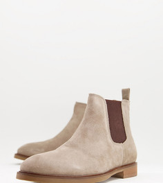 Серо-коричневые кожаные ботинки челси для широкой стопы Dune Clan-Коричневый цвет