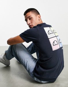 Темно-синяя футболка с принтом на спине ellesse Backdice-Темно-синий
