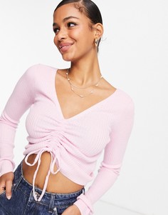 Розовый топ с завязкой спереди Hollister-Розовый цвет