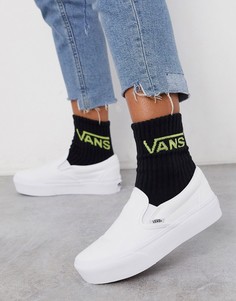 Белые кроссовки на платформе без застежки Vans Classic-Белый