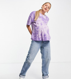 Фиолетовая oversized-футболка с принтом тай-дай ASOS DESIGN Maternity-Фиолетовый цвет