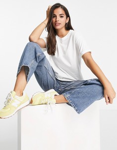 Белая футболка из органического хлопка с отворотами на рукавах Miss Selfridge-Белый