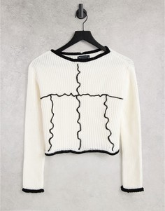 Кремовый джемпер с контрастными швами ASOS DESIGN-Белый