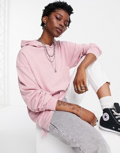 Худи розового цвета с эффектом кислотной стирки Topshop-Розовый цвет