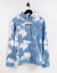 Голубой худи в стиле oversized с принтом тай-дай Jack & Jones Core