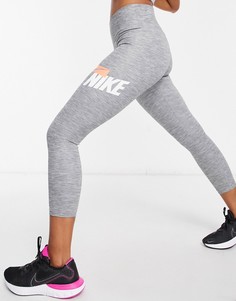 Серые укороченные леггинсы Nike Training One Sculpt Tight-Серый