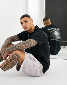 Черная oversized-футболка с принтом "Collaborate" на груди и спине Topman-Черный цвет