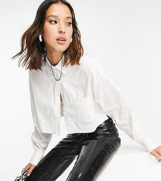 Белая укороченная рубашка в стиле oversized из органического хлопка с необработанным краем COLLUSION-Белый