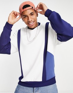 Бело-синий свитшот в стиле oversized и колор-блок ASOS DESIGN-Белый