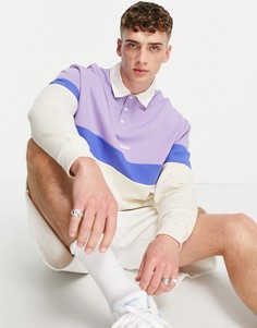 Oversized-свитшот в стиле регби с дизайном колор блок в фиолетовых оттенках и логотипом ASOS DESIGN-Фиолетовый цвет