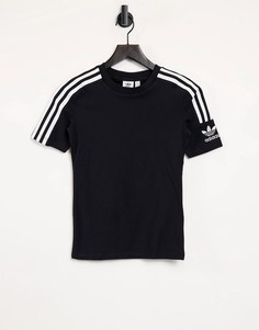 Черная футболка с тремя полосками adidas Originals Lock Up-Черный цвет