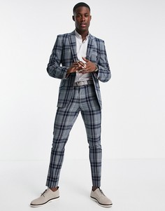 Серые супероблегающие брюки в клетку тартан ASOS DESIGN-Серый