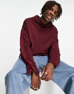 Бордовый oversized-худи с кнопками от комплекта ASOS DESIGN-Красный