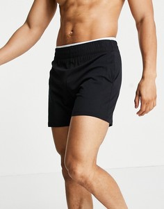 Черные шорты-боксеры с двойным поясом ASOS DESIGN-Черный
