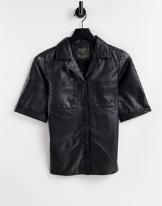 Черная кожаная рубашка Muubaa-Черный цвет