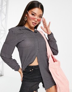 Пляжная oversized-рубашка сиреневого цвета в шахматную клетку New Girl Order-Фиолетовый цвет