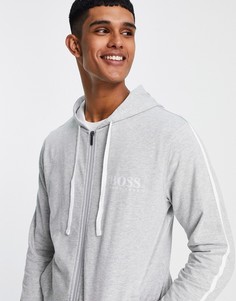 Серый худи из махровой ткани на сквозной молнии BOSS Bodywear Authentic