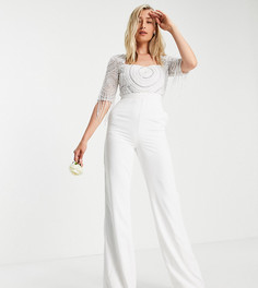 Белый комбинезон с декоративной отделкой Virgos Lounge Tall Bridal