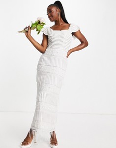 Белое платье с открытыми плечами Virgos Lounge Bridal-Белый