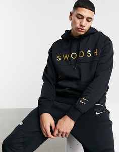 Черное худи с надписью "Swoosh" Nike-Черный цвет