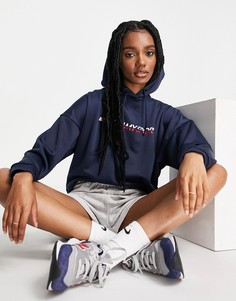 Темно-синий укороченный худи с логотипом спереди Tommy Hilfiger Sport