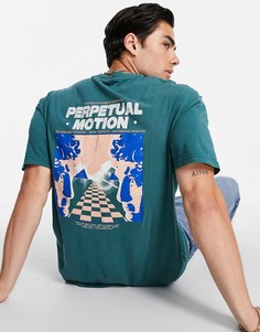 Выбеленная зеленая футболка с принтом "Motion" спереди и сзади Topman-Зеленый цвет