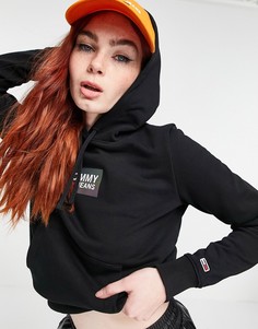 Укороченный худи черного цвета с логотипом Tommy Jeans-Черный
