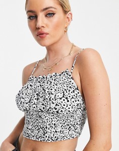 Укороченная майка с монохромным цветочным принтом от комплекта Bershka-Многоцветный