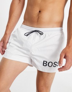 Белые короткие шорты для плавания с крупным логотипом BOSS Mooneye-Белый