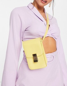 Желтая прямоугольная сумка через плечо с металлической застежкой Truffle Collection-Коричневый цвет