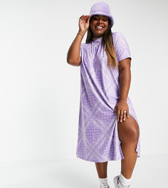 Длинное платье-футболка с цветов банданы Urban Threads Plus-Фиолетовый цвет