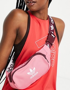 Розовая сумка-кошелек на пояс с фирменным ремешком adidas Originals Adicolor-Розовый цвет