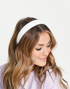 Стеганая повязка на голову из искусственной кожи белого цвета My Accessories-Белый