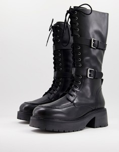 Высокие кожаные ботинки премиум-класса черного цвета ASOS DESIGN Camden-Черный цвет